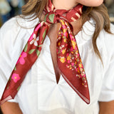 Floral Square Scarf - Rust-130 ACCESSORIES-SHIRALEAH-July & June Women's Fashion Boutique Located in San Antonio, Texas