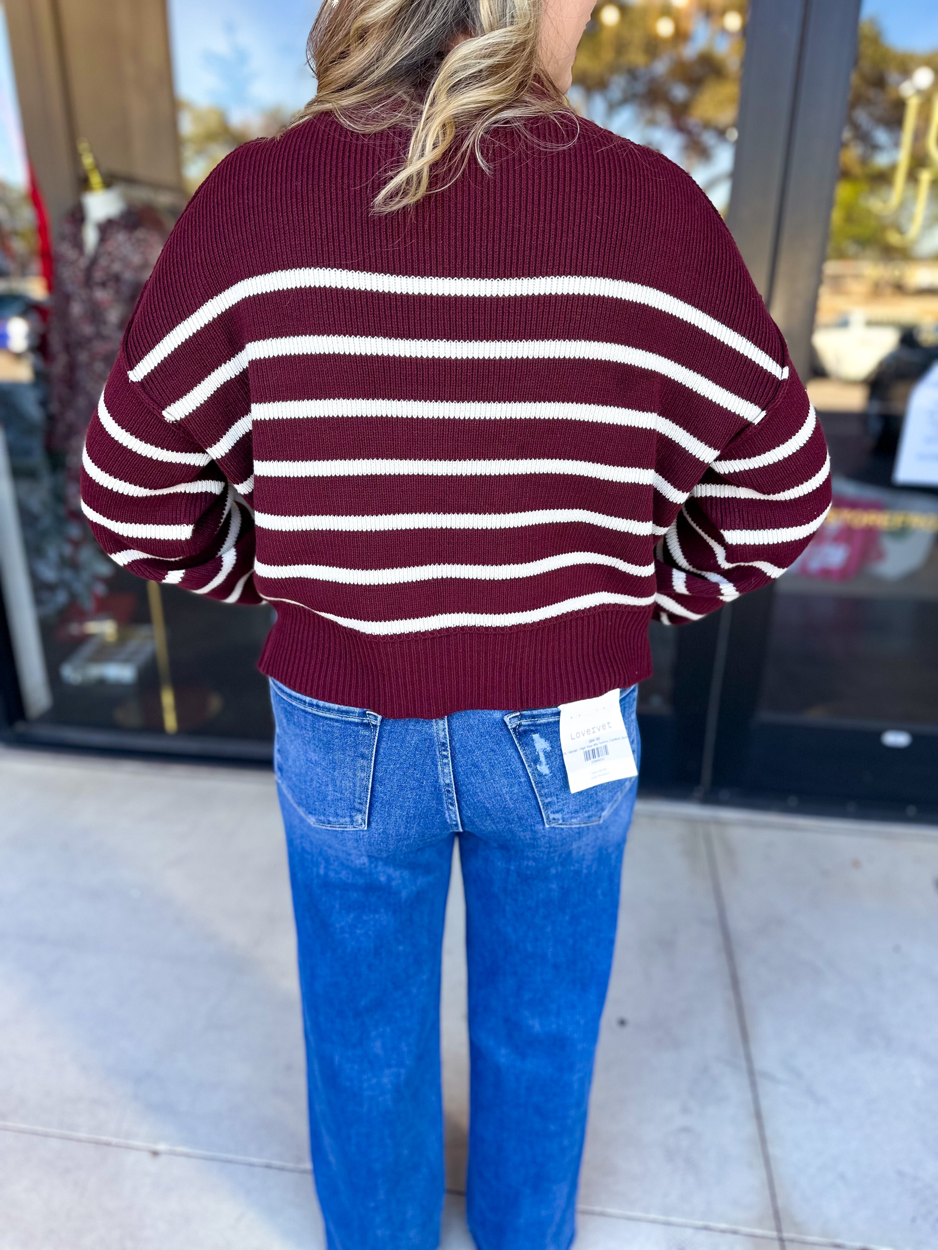 Pink Friday Doorbuster - Mock Neck Sweater Top - Burgundy - IN STORE-PINK FRIDAY DOORBUSTERS-BLU PEPPER-July & June Women's Fashion Boutique Located in San Antonio, Texas