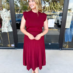 THML - Burgundy Knit Midi Dress-500 Midi-THML-July & June Women's Fashion Boutique Located in San Antonio, Texas