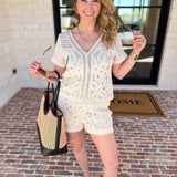 Luxe Crochet Knit Shorts Set-200 Fashion Blouses-SKIES ARE BLUE-July & June Women's Fashion Boutique Located in San Antonio, Texas