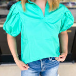 Simply Sweet Blouse - Spearmint-200 Fashion Blouses-PINCH-July & June Women's Fashion Boutique Located in San Antonio, Texas