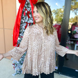 Champagne Cheetah Blouse-200 Fashion Blouses-FATE-July & June Women's Fashion Boutique Located in San Antonio, Texas