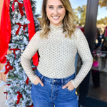 Sheer Rhinestone Long Sleeve Top - Champagne-200 Fashion Blouses-SKIES ARE BLUE-July & June Women's Fashion Boutique Located in San Antonio, Texas