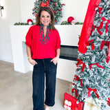 The Stacy Blouse - Red-200 Fashion Blouses-ENTRO-July & June Women's Fashion Boutique Located in San Antonio, Texas