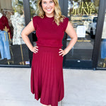 THML - Burgundy Knit Midi Dress-500 Midi-THML-July & June Women's Fashion Boutique Located in San Antonio, Texas