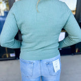 Tailored Cable Knit Sweater Top - Sage-230 Sweaters/Cardis-ALLIE ROSE-July & June Women's Fashion Boutique Located in San Antonio, Texas