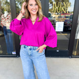 Everyday Comfy Long Sleeve - Pink-210 Casual Blouses-JODIFL-July & June Women's Fashion Boutique Located in San Antonio, Texas