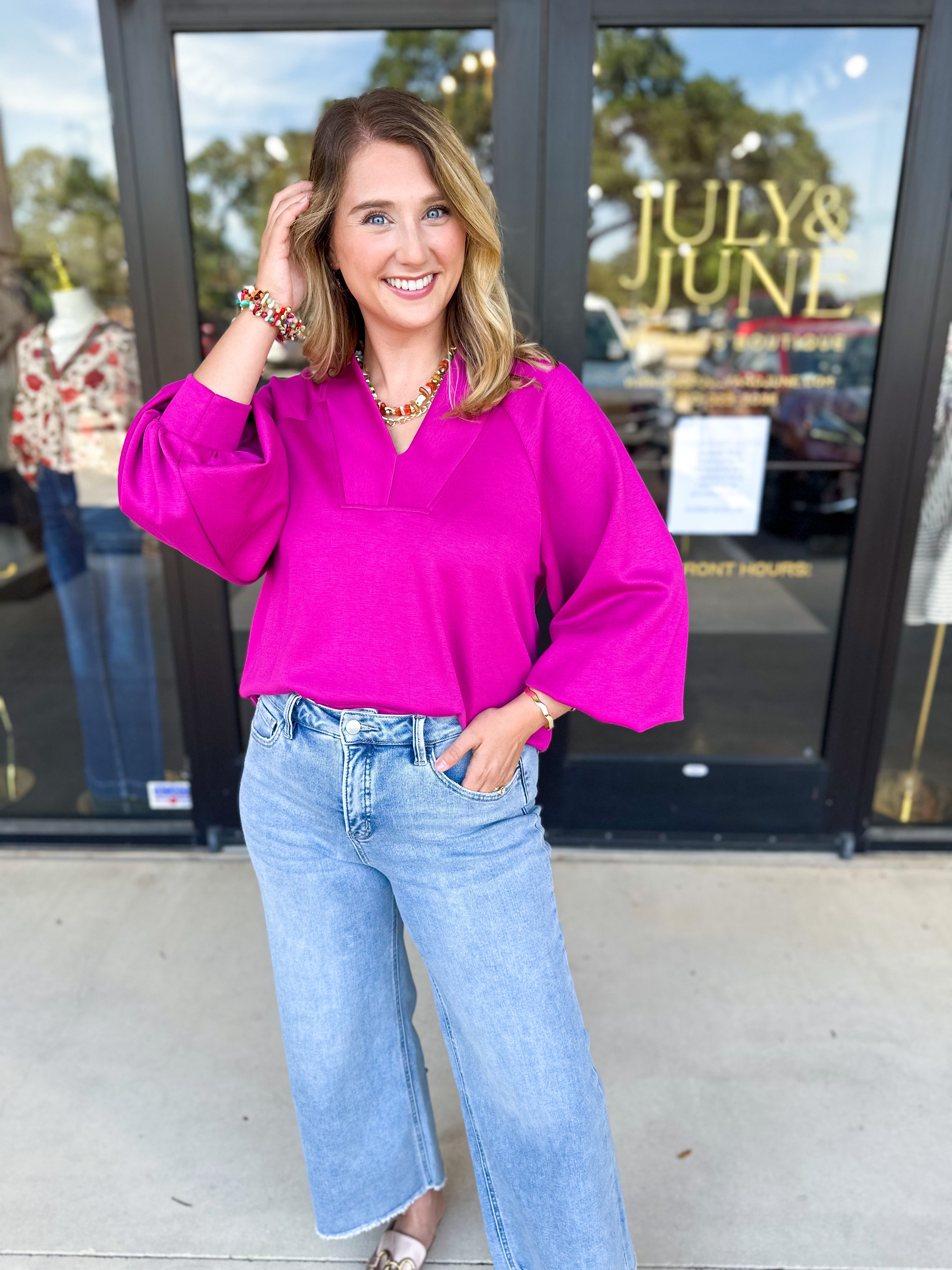Everyday Comfy Long Sleeve - Pink-210 Casual Blouses-JODIFL-July & June Women's Fashion Boutique Located in San Antonio, Texas
