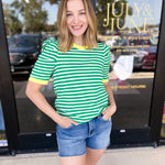 Nautical Comfy Tee - Green-210 Casual Blouses-ENTRO-July & June Women's Fashion Boutique Located in San Antonio, Texas