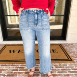 Vervet - High Rise Slim Wide Patch Pocket Jeans-400 Pants-VEVERT BY FLYING MONKEY-July & June Women's Fashion Boutique Located in San Antonio, Texas