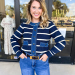 Denim Dreams Cardigan-230 Sweaters/Cardis-ENTRO-July & June Women's Fashion Boutique Located in San Antonio, Texas