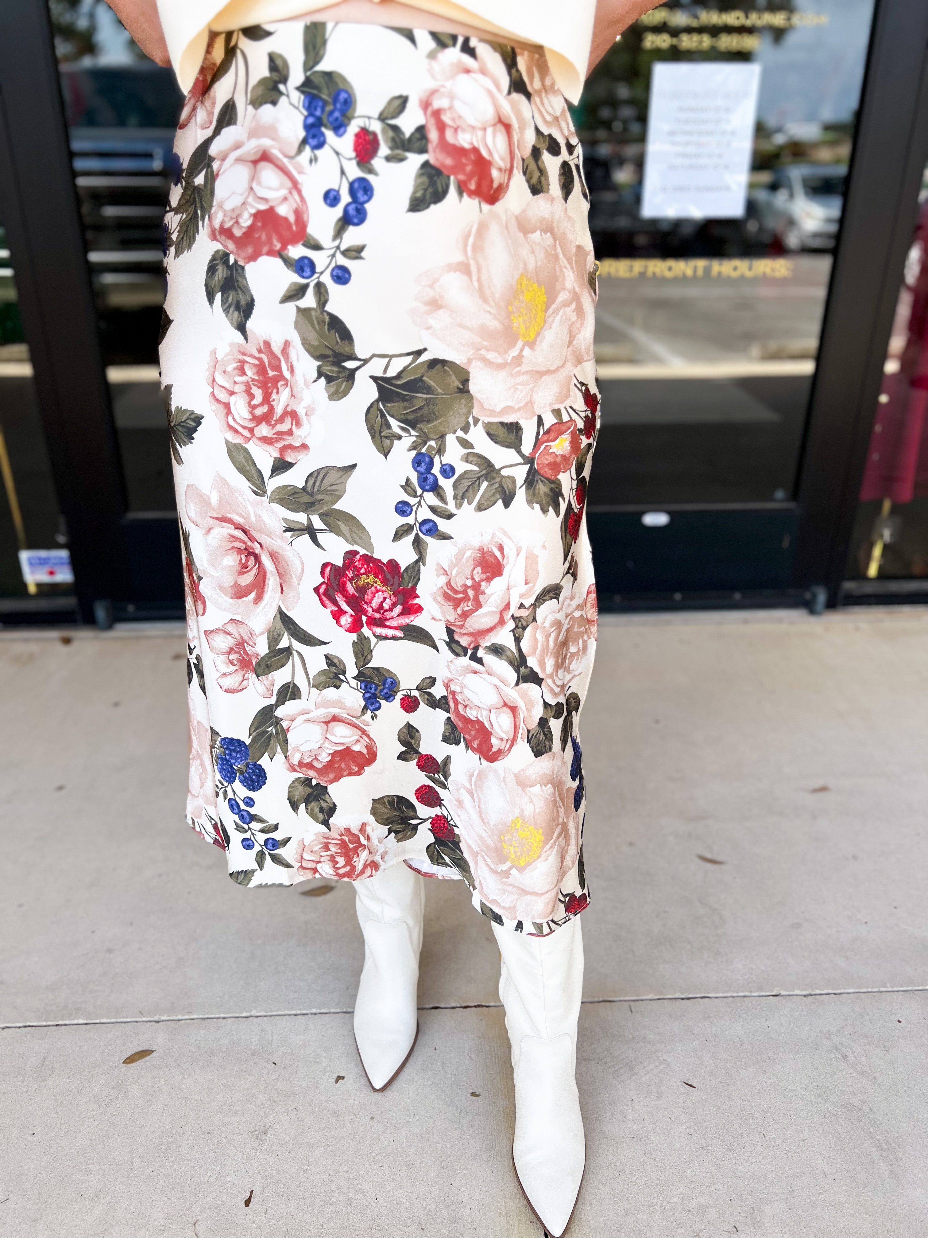 The Eden Midi Skirt-410 Shorts/Skirts-SKIES ARE BLUE-July & June Women's Fashion Boutique Located in San Antonio, Texas