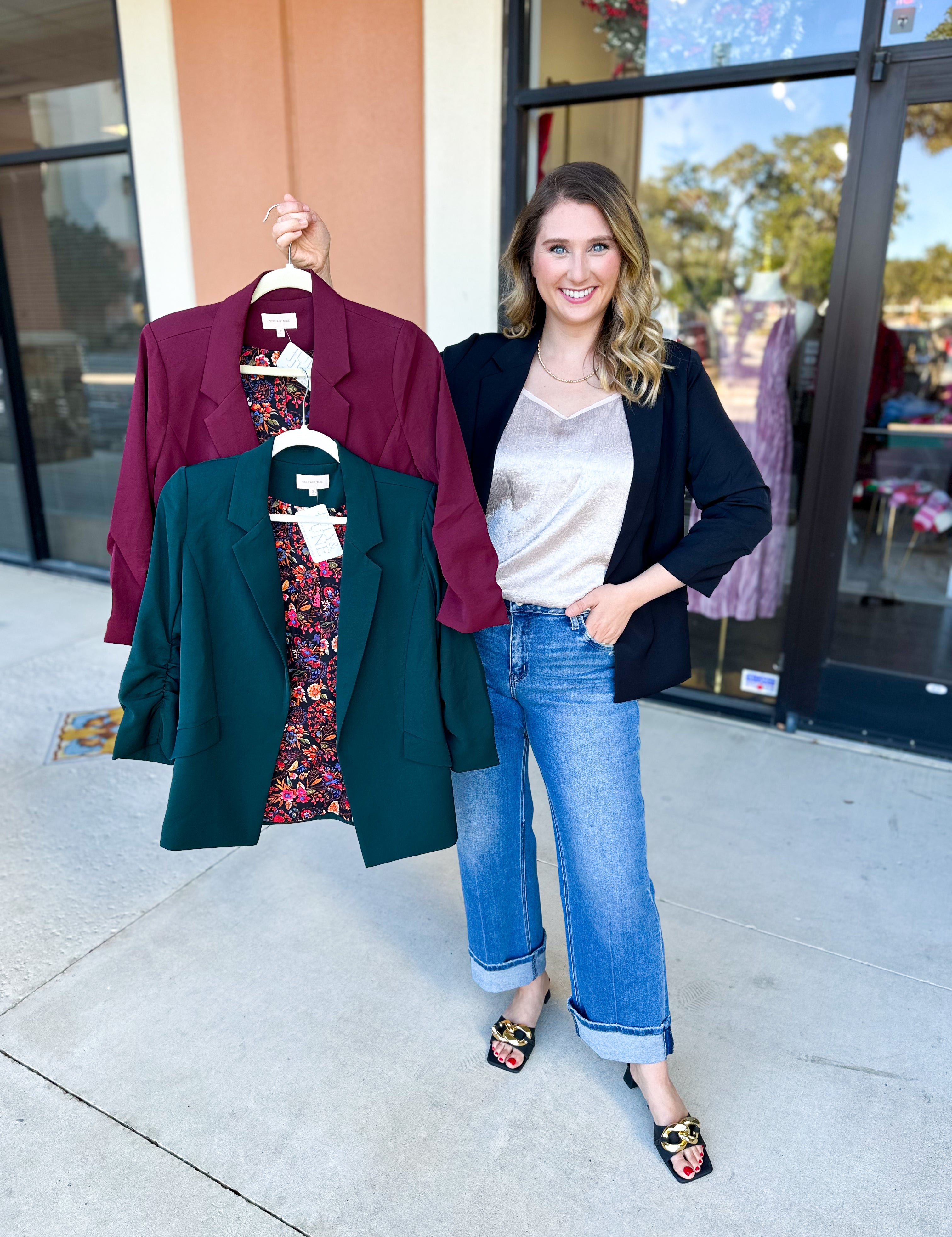 The Blair Blazer - Forrest-600 Outerwear-SKIES ARE BLUE-July & June Women's Fashion Boutique Located in San Antonio, Texas