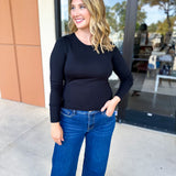 Double Lined Layering Long Sleeve Tops - Black-220 Basic Tops-POLOGRAM-July & June Women's Fashion Boutique Located in San Antonio, Texas