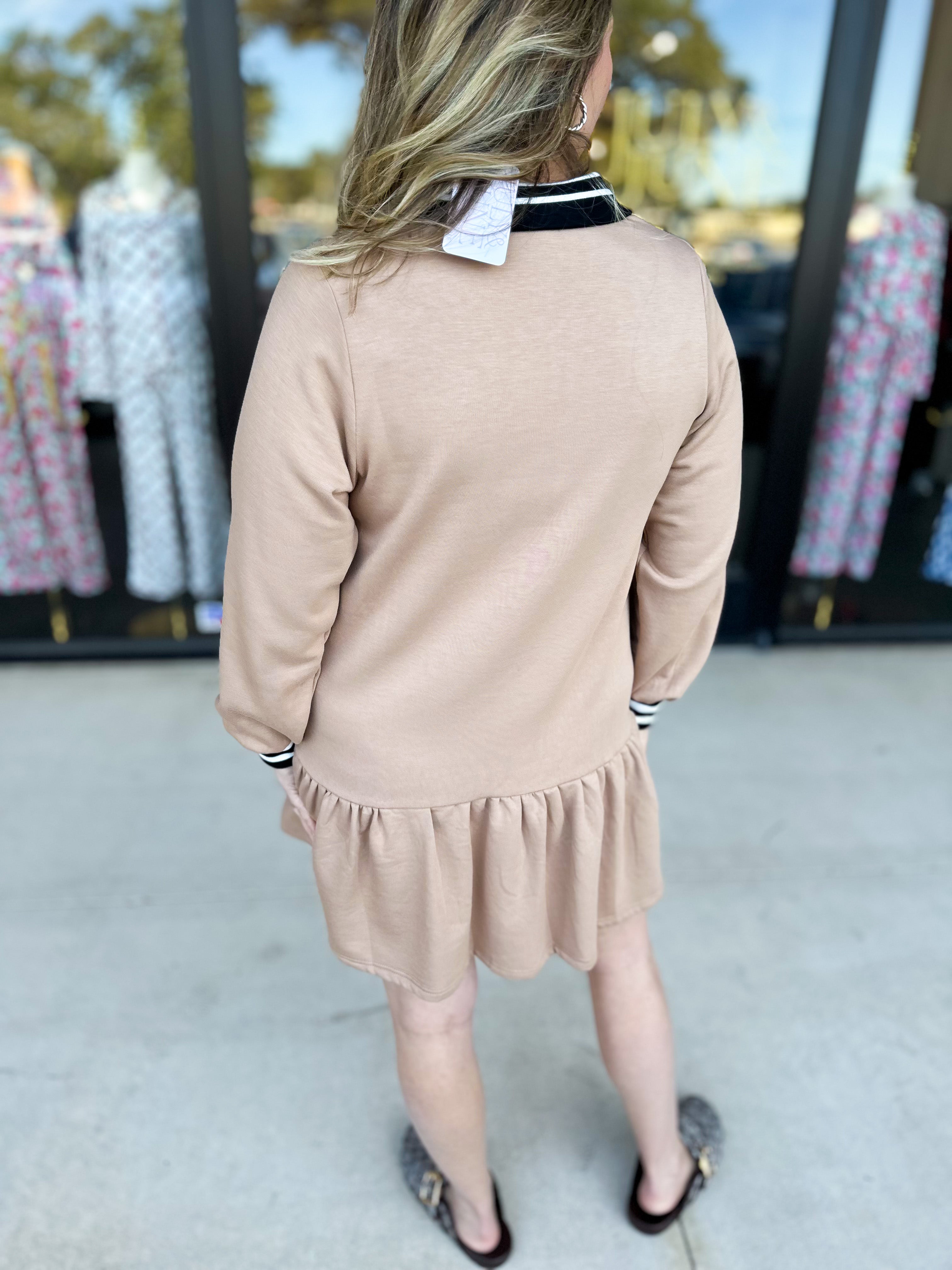 Mary Square - Allison Latte Mini Dress-510 Mini-MARY SQUARE-July & June Women's Fashion Boutique Located in San Antonio, Texas