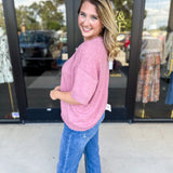 The Ella Knit Sweater Top - Mauve-230 Sweaters/Cardis-JODIFL-July & June Women's Fashion Boutique Located in San Antonio, Texas