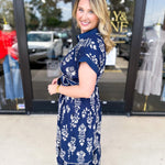 The Kailey Midi Dress - Navy-500 Midi-ENTRO-July & June Women's Fashion Boutique Located in San Antonio, Texas