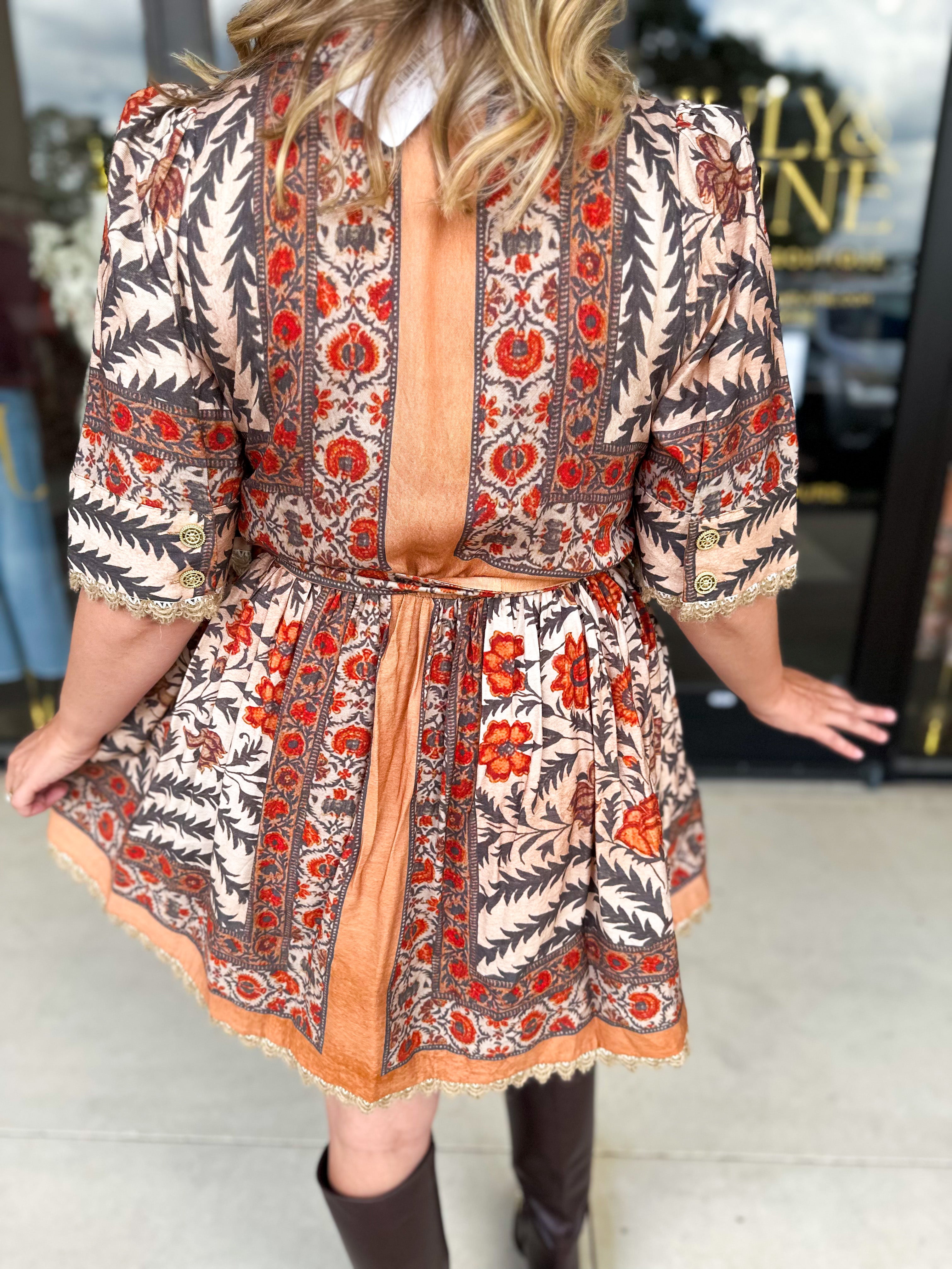 Charcoal Boho Mini Dress-510 Mini-ENTRO-July & June Women's Fashion Boutique Located in San Antonio, Texas