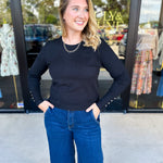 Long Sleeve Sweater Top - Black-230 Sweaters/Cardis-ENTRO-July & June Women's Fashion Boutique Located in San Antonio, Texas