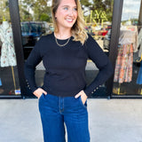 Long Sleeve Sweater Top - Black-230 Sweaters/Cardis-ENTRO-July & June Women's Fashion Boutique Located in San Antonio, Texas