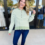 Casual Cool Henley Long Sleeve - Sage-210 Casual Blouses-POLOGRAM-July & June Women's Fashion Boutique Located in San Antonio, Texas