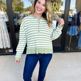 Casual Cool Henley Long Sleeve - Sage-210 Casual Blouses-POLOGRAM-July & June Women's Fashion Boutique Located in San Antonio, Texas