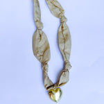 Scarf Necklace - Gold Puff Heart-110 Jewelry & Hair-HART DESIGNS-July & June Women's Fashion Boutique Located in San Antonio, Texas