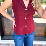 In Style Knit Vest - Merlot-200 Fashion Blouses-SKIES ARE BLUE-July & June Women's Fashion Boutique Located in San Antonio, Texas