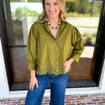 Work to Happy Hour Blouse - Martini Olive-200 Fashion Blouses-ENTRO-July & June Women's Fashion Boutique Located in San Antonio, Texas
