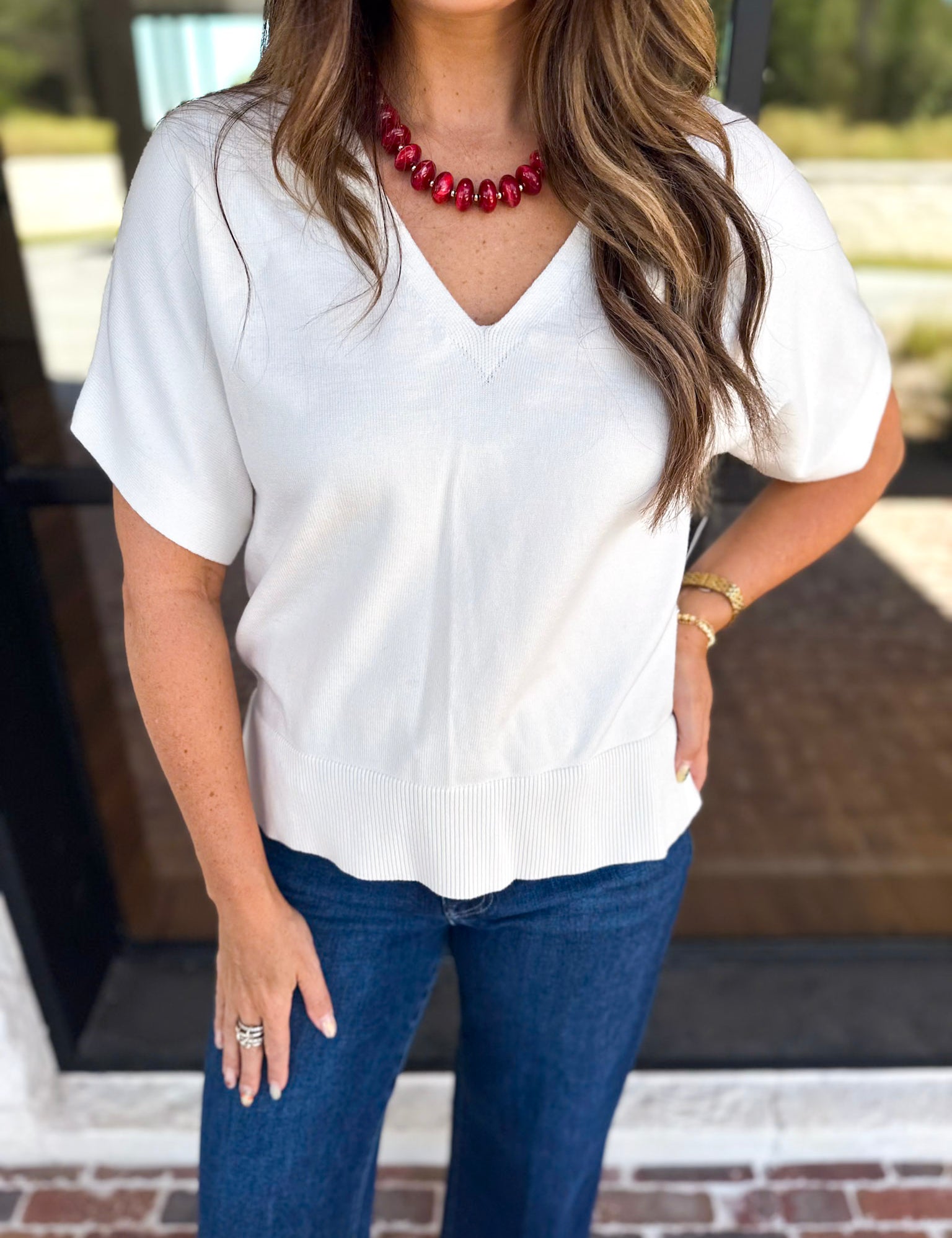 Liverpool - Simplicity Dolman Top - Whipped Cream-210 Casual Blouses-LIVERPOOL JEANS COMPANY-July & June Women's Fashion Boutique Located in San Antonio, Texas