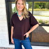Liverpool - Simplicity Dolman Top - Java-210 Casual Blouses-LIVERPOOL JEANS COMPANY-July & June Women's Fashion Boutique Located in San Antonio, Texas