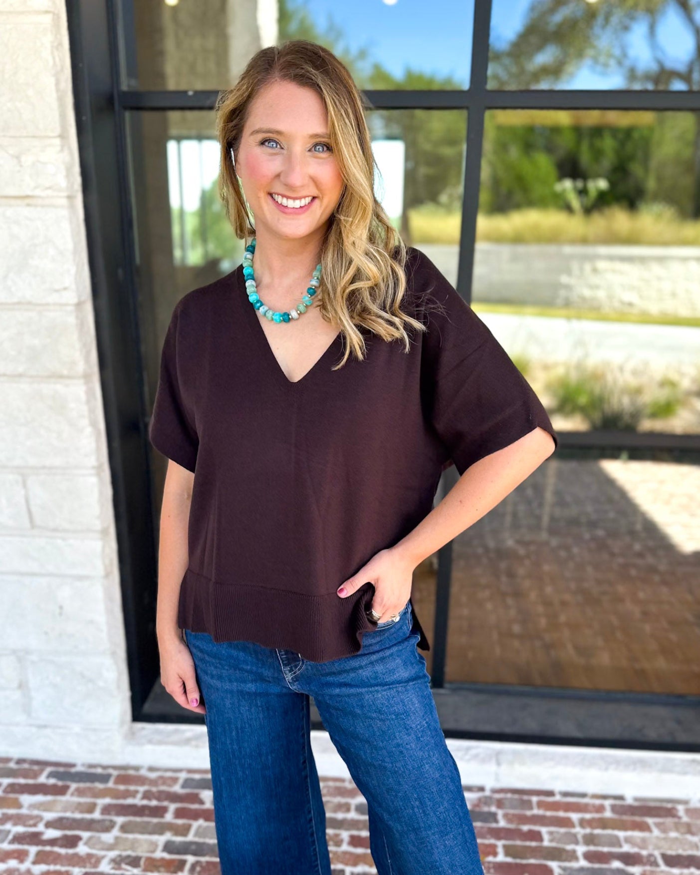 Liverpool - Simplicity Dolman Top - Java-210 Casual Blouses-LIVERPOOL JEANS COMPANY-July & June Women's Fashion Boutique Located in San Antonio, Texas
