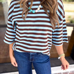 The Coffee Run Tee - Blue Mocha-210 Casual Blouses-ENTRO-July & June Women's Fashion Boutique Located in San Antonio, Texas