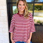 The Coffee Run Tee - Pink Sangria-210 Casual Blouses-ENTRO-July & June Women's Fashion Boutique Located in San Antonio, Texas