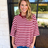 The Coffee Run Tee - Pink Sangria-210 Casual Blouses-ENTRO-July & June Women's Fashion Boutique Located in San Antonio, Texas