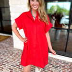 The Everyday Red Mini Dress-510 Mini-ENTRO-July & June Women's Fashion Boutique Located in San Antonio, Texas