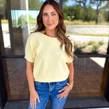 Textured Everyday Knit Top - Lemon-230 Sweaters/Cardis-ALLIE ROSE-July & June Women's Fashion Boutique Located in San Antonio, Texas
