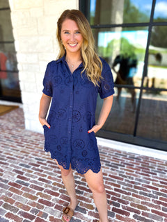 Seagrove Navy Mini Dress-510 Mini-JODIFL-July & June Women's Fashion Boutique Located in San Antonio, Texas