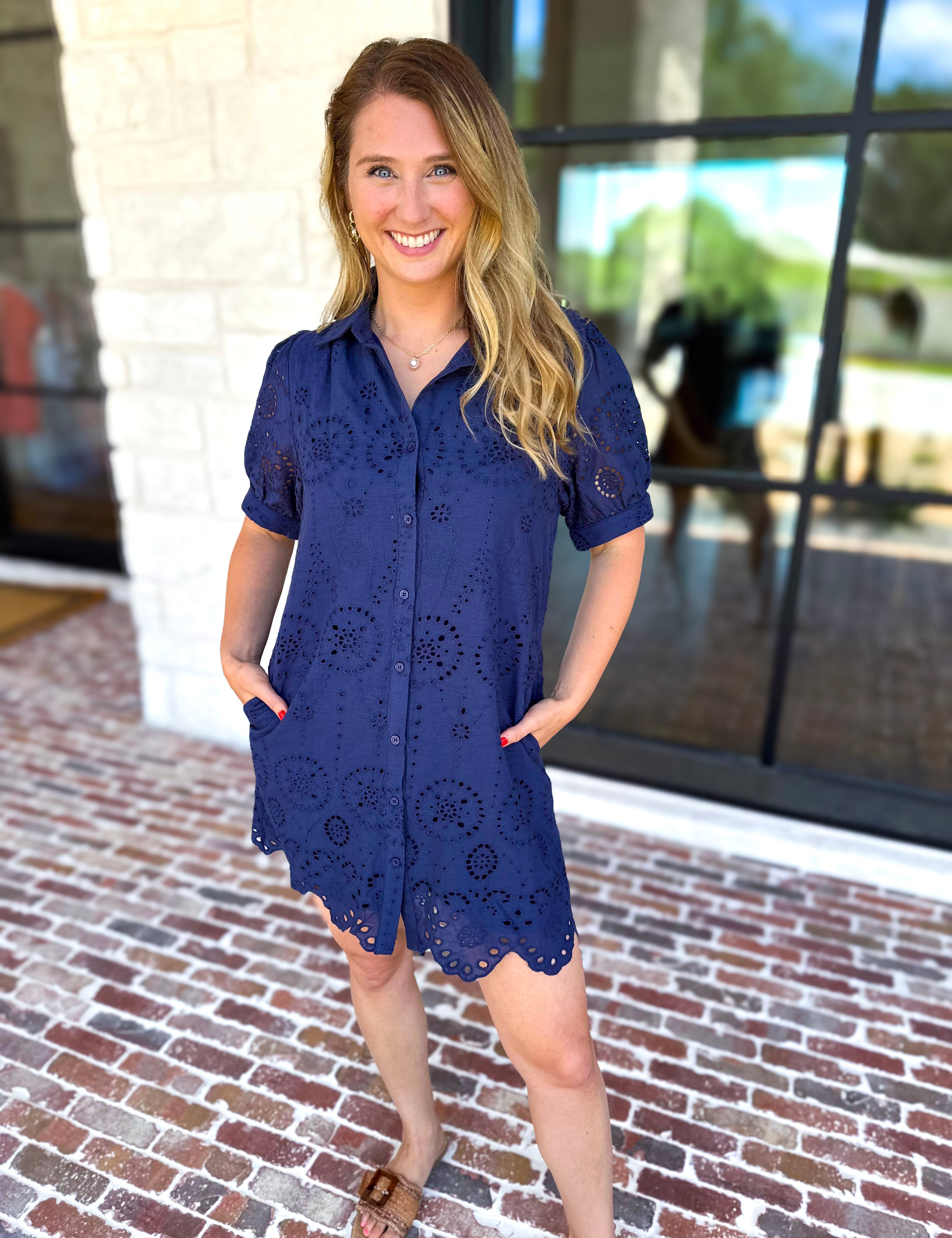Seagrove Navy Mini Dress-510 Mini-JODIFL-July & June Women's Fashion Boutique Located in San Antonio, Texas
