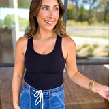 Everyday Built-in-Bra Tank - Black-220 Basic Tops-MONO B-July & June Women's Fashion Boutique Located in San Antonio, Texas