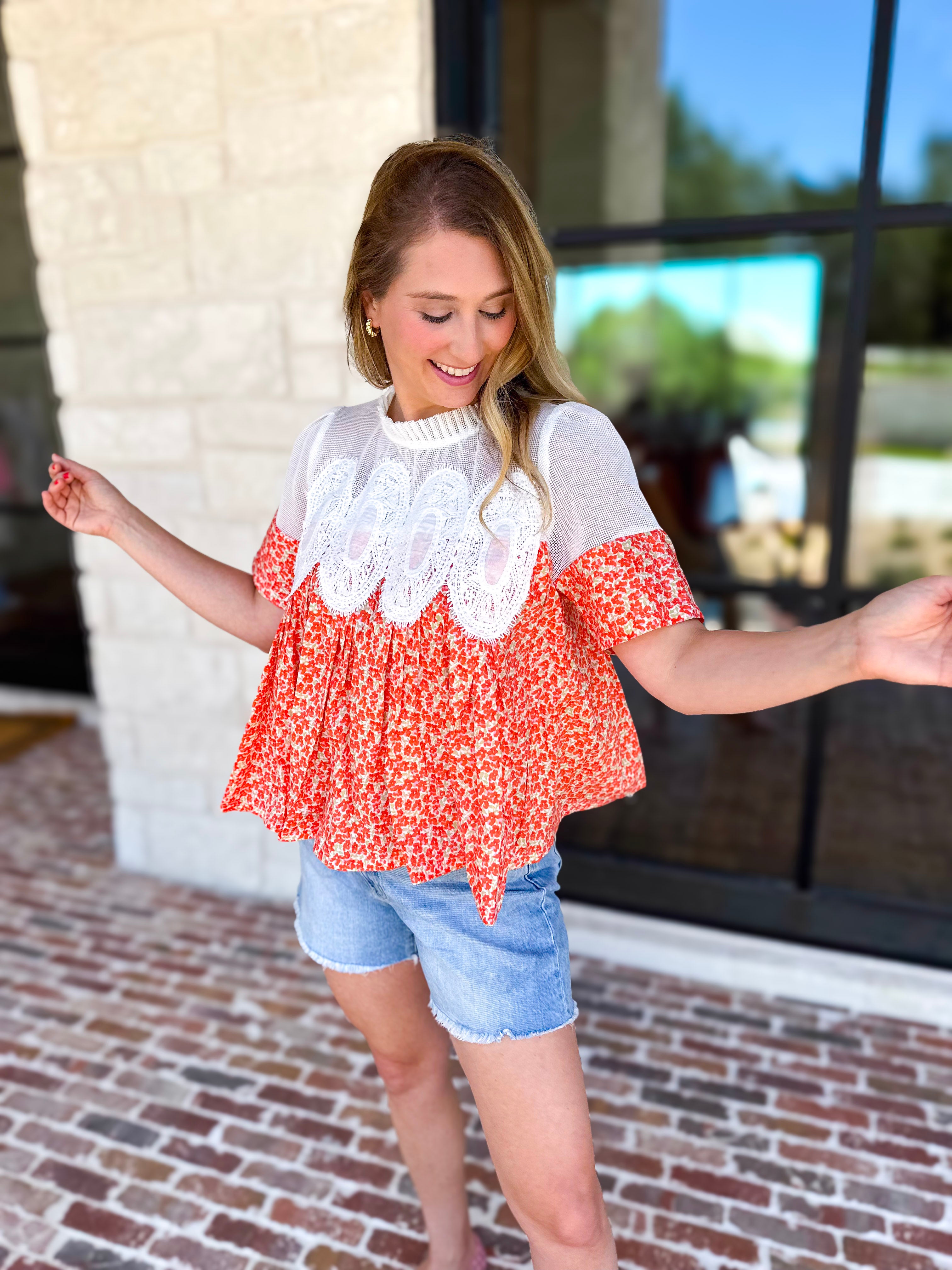 Happy Garden Blouse-200 Fashion Blouses-FATE-July & June Women's Fashion Boutique Located in San Antonio, Texas
