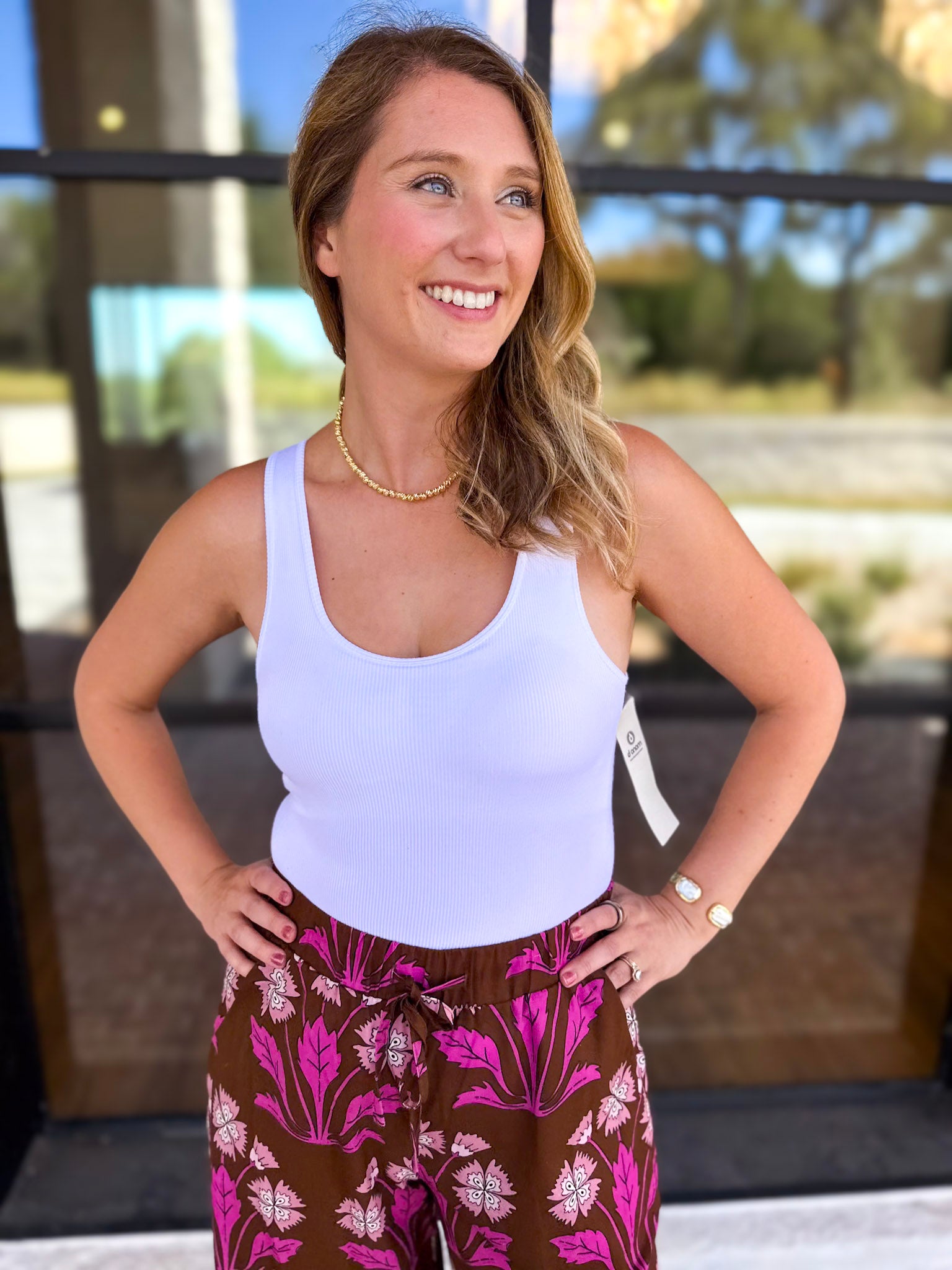 Everyday Built-in-Bra Tank - White-220 Basic Tops-MONO B-July & June Women's Fashion Boutique Located in San Antonio, Texas
