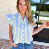 THML - Boardwalk Stripe Blouse-200 Fashion Blouses-THML-July & June Women's Fashion Boutique Located in San Antonio, Texas