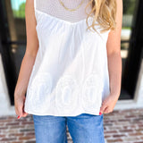 Sheer Details Tank - White-200 Fashion Blouses-FATE-July & June Women's Fashion Boutique Located in San Antonio, Texas