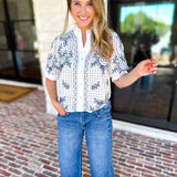 THML - Geometric Floral Blouse-200 Fashion Blouses-THML-July & June Women's Fashion Boutique Located in San Antonio, Texas