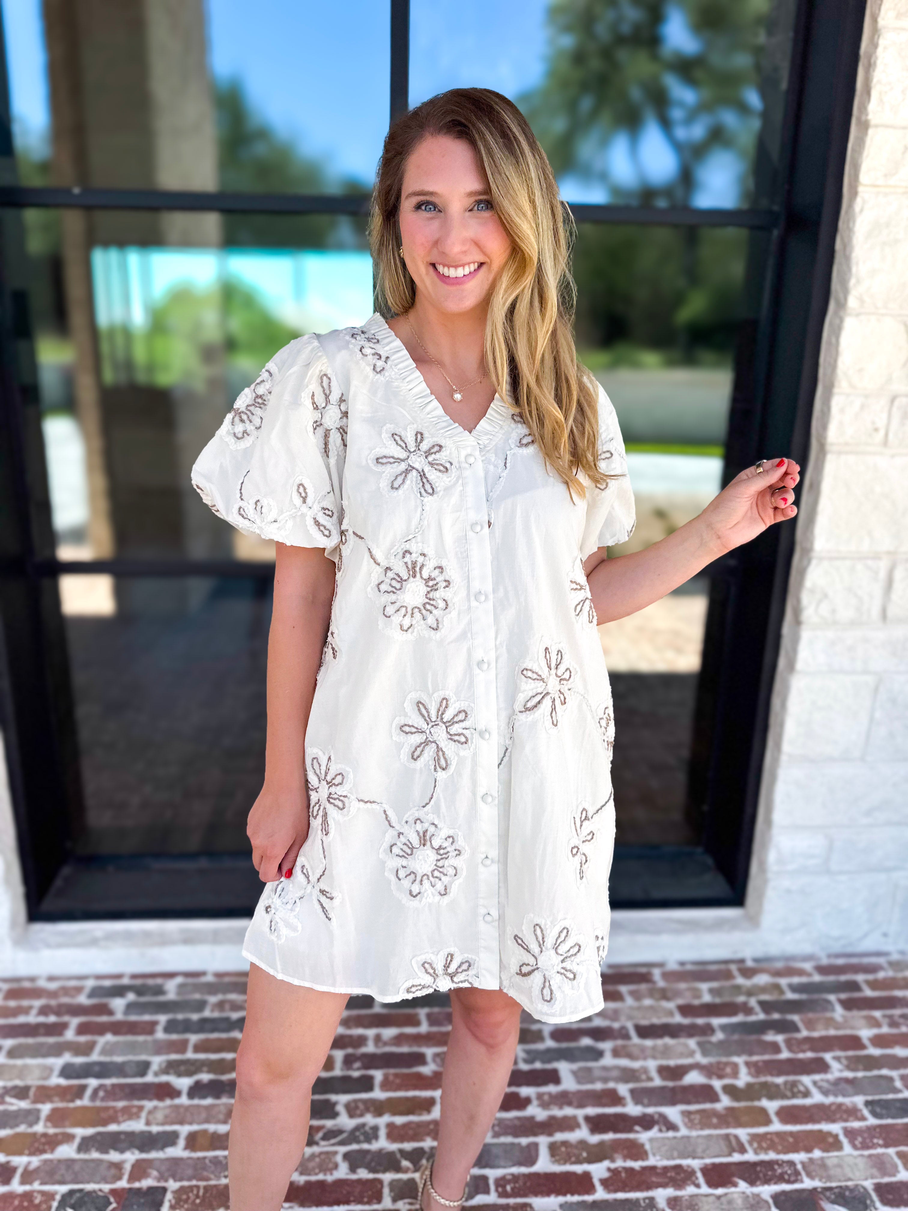 Ivory Sands Floral Mini Dress-510 Mini-JODIFL-July & June Women's Fashion Boutique Located in San Antonio, Texas