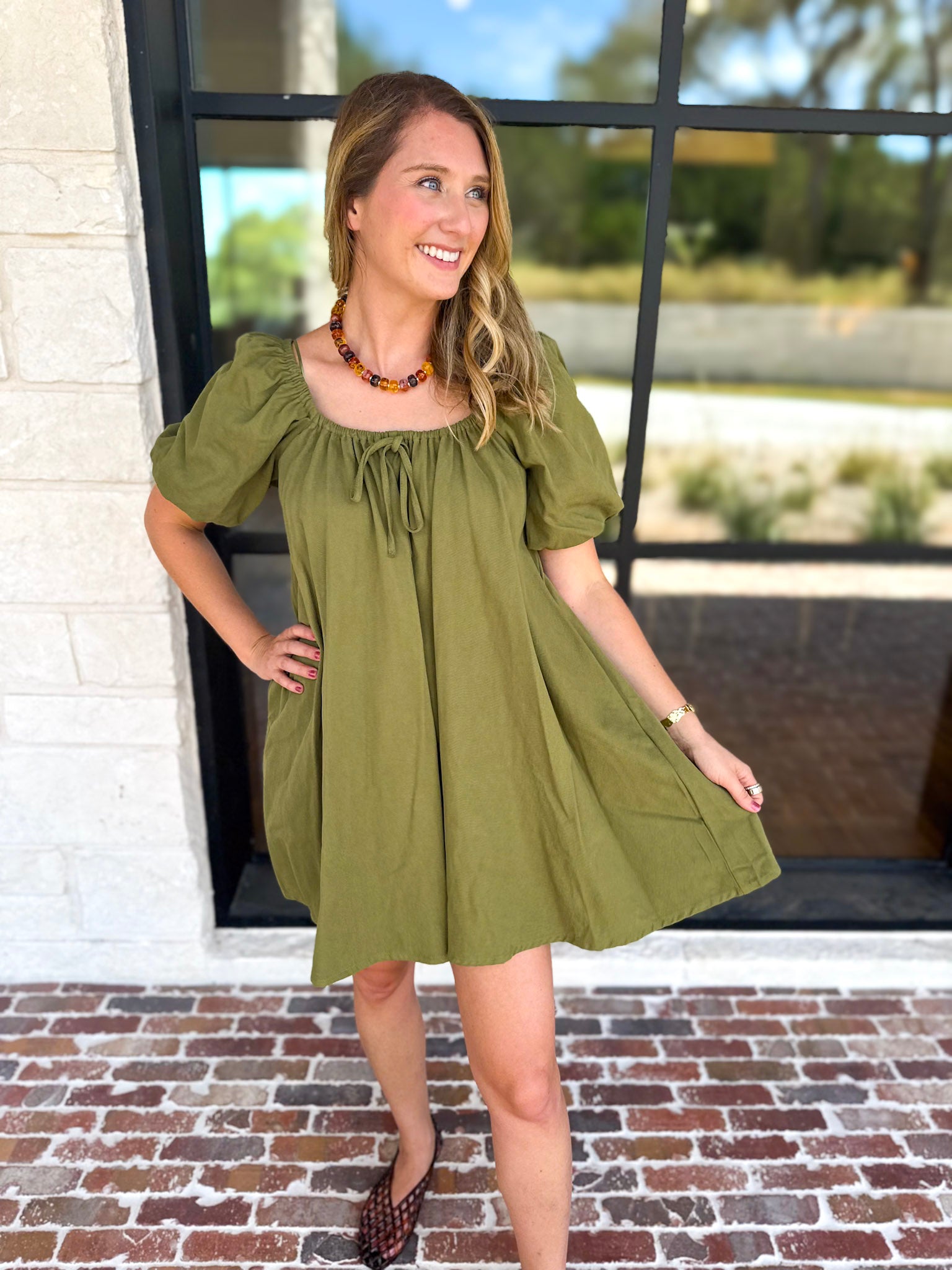 Matcha Babydoll Mini Dress-510 Mini-TCEC-July & June Women's Fashion Boutique Located in San Antonio, Texas