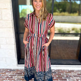 Simply Classic Stripe & Floral Midi Dress-500 Midi-TCEC-July & June Women's Fashion Boutique Located in San Antonio, Texas