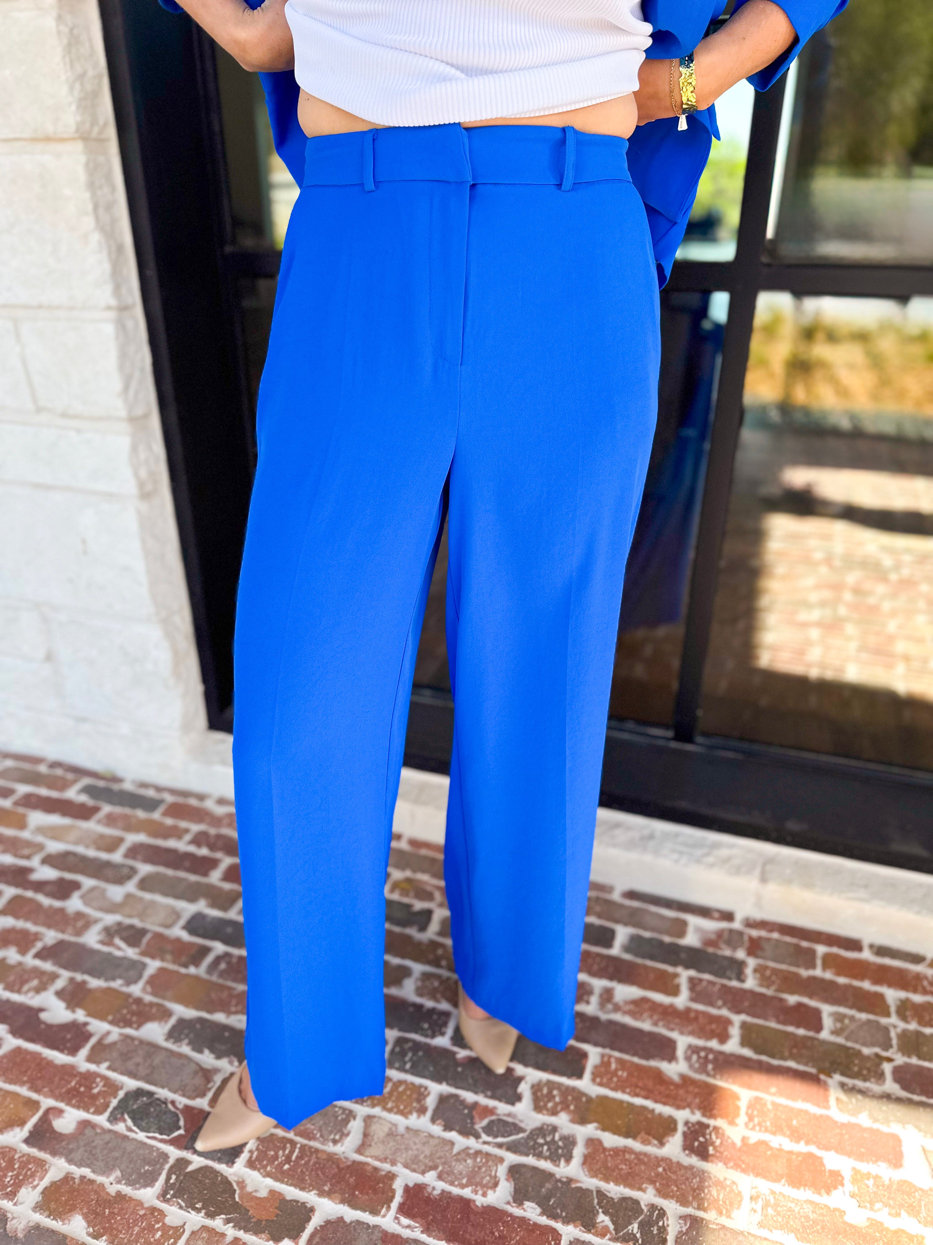 Spring It Girl Trouser - Electric Blue-400 Pants-SKIES ARE BLUE-July & June Women's Fashion Boutique Located in San Antonio, Texas