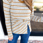 Liverpool - Twist Boat Neck Knit Top-200 Fashion Blouses-LIVERPOOL JEANS COMPANY-July & June Women's Fashion Boutique Located in San Antonio, Texas